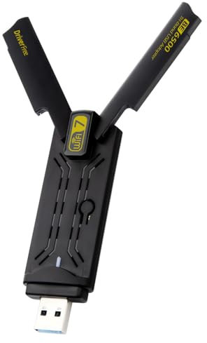 Chiavetta Wifi 7 BE6500 per PC Fisso 6500Mbps, ElecMoga Adattatore WiFi USB 2.4/5/6GHz Adattatore Wireless USB 3.0 2x5dBi Antenne WiFi Dongle WiFi per Windows 11/10