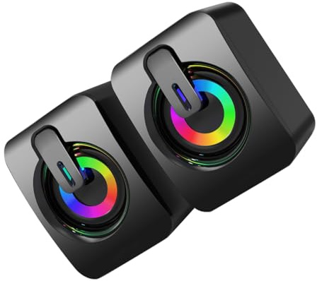 Vaguelly 1paio Altoparlanti Gaming USB Illuminazione RGB Casse Acustiche per Computer e Laptop Subwoofer Stereo Bass Diaphragm Audio Elegante per Giocatori e Intrattenimento Multimediale