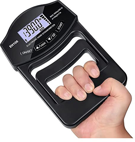 Misuratore di forza digitale, Tester di forza della presa 396Lbs/180Kg Dinamometro a mano digitale Misuratore di forza della presa Dinamometro a mano con schermo LCD USB, Unità N kg lb Oz