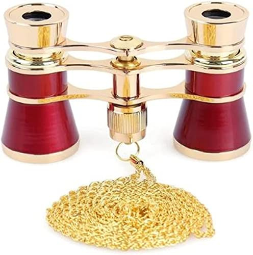 3 x 25 Klassisches faltbares Opernglas, Fernglas, Metallgehäuse mit Kette, optische Linse, Theater, klein, tragbar