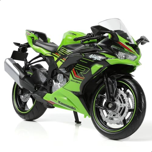 Risopen 1:12 Motorcycle Model Toy compatible for kawasaki Ninja ZX-6R Cast Metal with Plastic Motorcycle Model No Assembly Required Mini Finished Gift for Adult (Green)