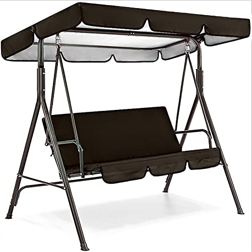 Hollywood Swing Canopy Removable UVResistant Cover 210D Oxford Waterproof Swing Shade with Cushions HeavyDuty Protection Fits 164x114x15cm Black