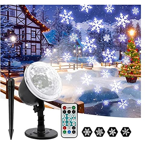 ZKLGS Projecteur de Noël, Noël Mobile Flocon de Neige projecteur lumière extérieure étanche Neige Jardin Paysage Lampe noël Nouvel an scène lumières pour Noël, Intérieur, Extérieur, Fête, Mariage