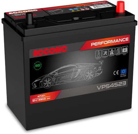 Acconic VP54523 Performance 47Ah Autobatterie ASIA ersetzt 45Ah (Pluspol Rechts)