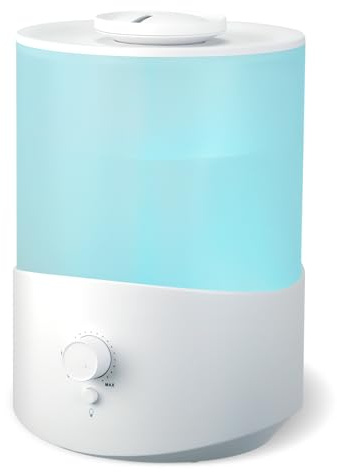 Cozary Uftbefeuchter Schlafzimmer, Top-Fill Luftbefeuchter 2.5L mit Nachtlicht, 360°Drehbare Düse, 28H Ätherisches Öl Diffusor, 23 dB Leise für Schlafzimmer Kinderzimmer Pflanzen Baby