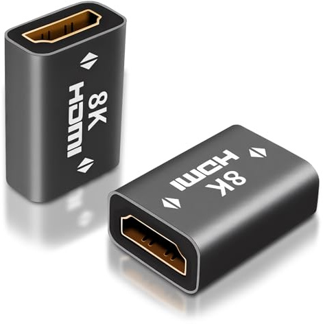 VIVIDRISE Adaptador HDMI 8K Hembra a Hembra 2.1,2pcs Adaptador HDMI Hembra a Hembra para HDR Dolby Atmos TV PS5 Xbox Barra de Sonido Monitor(Resolución 7680 * 4320)