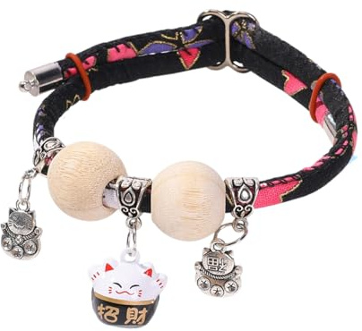 Fierudeng Small Cat Collar | Kitten Bell Cedar-Bead Cat Collar,All-Day Wear Animals Adjustable Necklace Aesthetic for Photography Training Travel Walking Holiday Yard