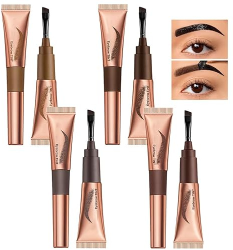 4 Pcs Tinte Cejas Eyebro Tint Pele El Gel Cejas Resistente Al Agua Y A Las Manchas Alta Reproducción Del Color Resistente Duración Antidecoloración Dura 3 Días Más Grueso Y Natural
