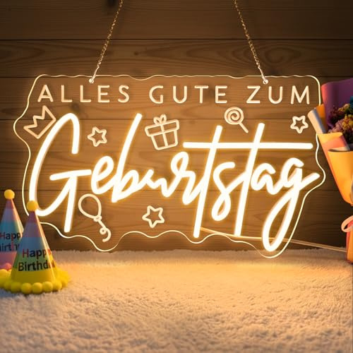GGAQQ Alles Gute zum Geburtstag Neon schild, Happy Birthday Party LED Neonlicht Hängeschild Geschenke Dekoration für Beste Freundin Mama Tochter Sohn Schwester Partner Ehefrau Geburtstag