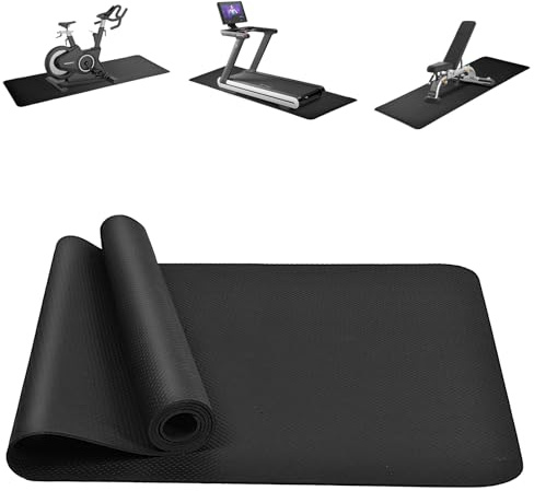 DiULi Tapis Anti-dérapant et Anti-Vibration pour Équipement de Fitness, Protection de Sol 4mm Réduction Bruit pour Tapis de Course et Vélo d'Appartement, B-Noir