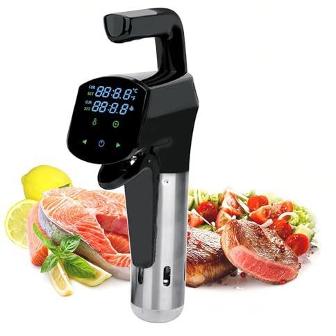TUPOSTAR Cocedor Sous Vide, con Pantalla Digital Led, Kit EléCtrico Sous Vide De 1800 W, con Control De Temperatura Y Tiempo, Circulador TéRmico De InmersióN para Filetes,Negro