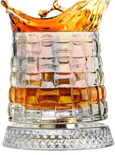 Wine Glasses - 360 Degree Rotating Stemwares for Party Celebration Drinks | Clear Crystal Glassware with Swivel Base, Old Fashioned Tumbler Design, Enjoy Whiskey Cocktail Bourbon for Men Dad Husband