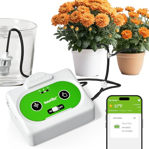 RAINPOINT Sistema de Riego Automático WIFI, Control Remoto APP, Riego por Goteo para Plantas de Interior con Ciclo y Remojo, Sistema de Riego Automático con Batería Recargable, Hasta 15 Plantas