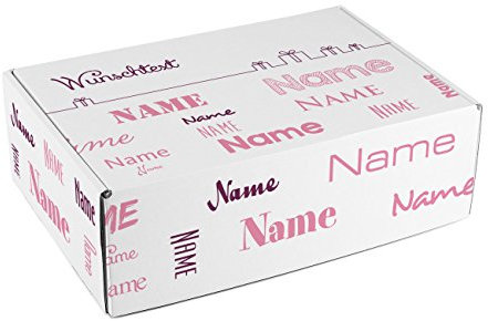 Herz & Heim® Geschenkkarton mit Namen in verschiedenen Schriftarten und Wunschtext zum Geburtstag/Geburt/Vatertag etc. Rosa