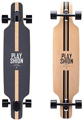 Playshion Longboard 39 Zoll, mit ABEC-9 Kugellagern, Drop-Through Freeride Skateboards Cruiser