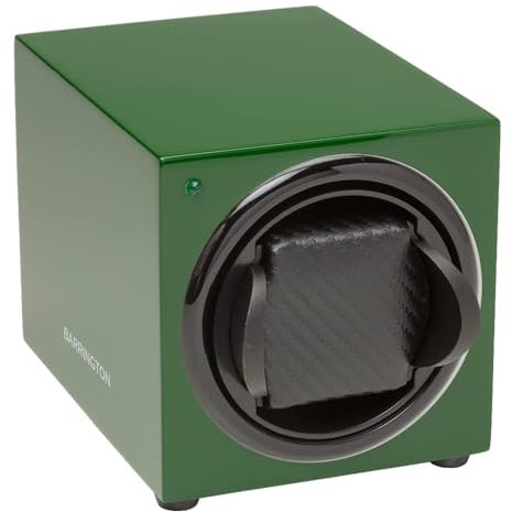 BARRINGTON Cargador Automático Individual de Reloj en Verde Racing con Motor Japonés Silencioso Rotación Múltiple Programable Caja con Cojín