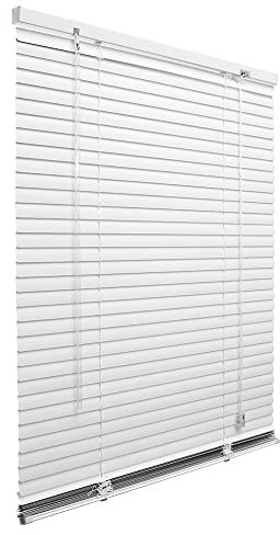 MadeInNature - Estor veneciano de vinilo, fácil colocación con o sin taladrar, modelo y colores a elegir (blanco 01, ancho 60 cm x alto 130 cm)