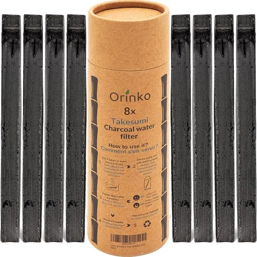 ORINKO Binchotan Bio 8x | Charbon Actif de Bambou Takesumi pour Purification d'Eau, Alternative Durable aux Bouteilles d'Eau