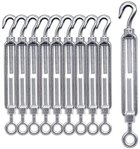 (10 Stück) Spannschloss Drahtspanner M6, verstellbarer Spannschlösser Haken und Öse, Seilseilspannung (10 Stück, M6)