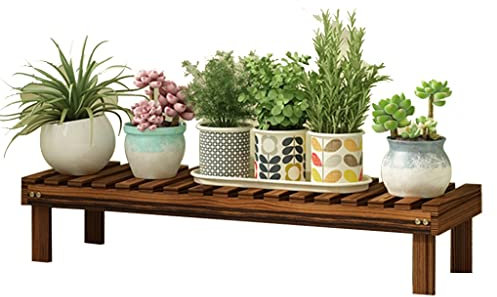 Meng Wei Shop Blumentreppe Für Balkon Pflanzentreppe Für Draussen Pflanzenregal Holz Für Yard Garden Patio Leicht Zusammenzubauen (Color : Brown, S : 98X25X15CM)