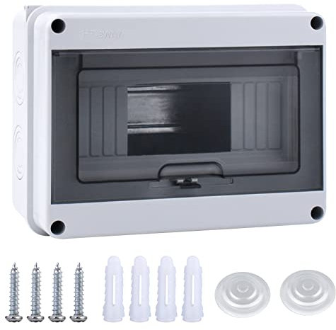 Scatola di Derivazione Elettrica da Esterna Stagna, Scatola di Protezione di Distribuzione, Cassetta Elettrico per Esterno 8 Moduli,Scatola Stagna IP65 Plastica Superficie per Sul Muro o in Altre Aree