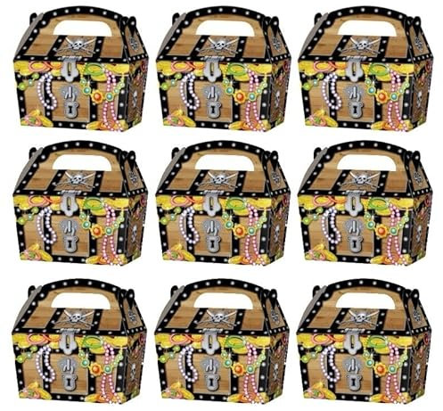 Quickdraw 30 x Pirate Treasure Chest Food Boxes Kids Party Favours Box Bag for Food Treats & Gifts