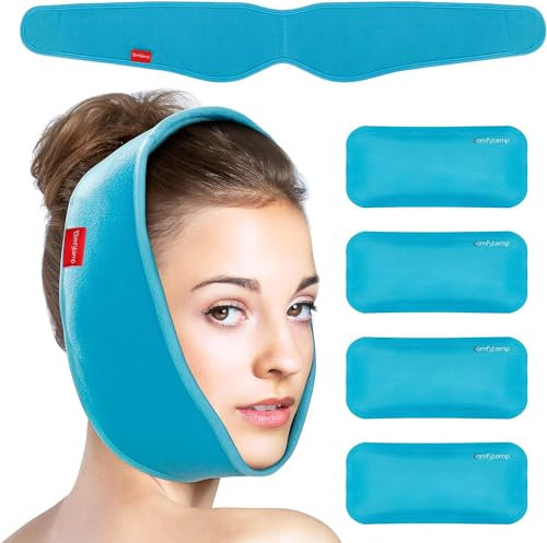 Comfytemp Weisheitszahn Kühlkompresse Kühlpads Gesicht, Freihändig Weich Gel Kühlpacks TMJ-Schmerzlinderung und Schmerzen nach GesichtsOP Zahnschmerzen Kieferentspannung 85x12,5 cm Kühlbandage
