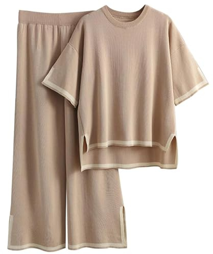 Famulily Tracksuit Ladies Color Block Oversized Outfits Elegant Pjs Sets Loungewear KhakiS