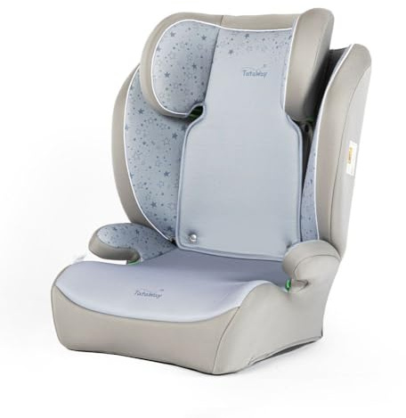 Tataway Kindersitz, Kindersitz, Höhe 100 bis 150 cm, mit Sternen auf grauem Grund, Sternchen hellblau