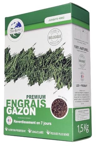 TERRA NOSTRA - Engrais Premium Gazon - Mini Granulés - Nutrition Progressive - 100% Naturel - Utilisable en Agriculture Biologique - Fabriqué en France - 5kg pour 160m²