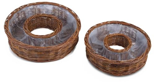 Anneaux de plantes en osier naturel résistant aux intempéries – 2 bacs à plantes ronds de 30, 38 cm comme panier à fleurs pour l'extérieur – Grands paniers de fleurs comme bac à fleurs ou bijoux