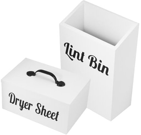 Ciieeo 2pcs Wooden Laundry Storage Container Dryer Sheet Box White