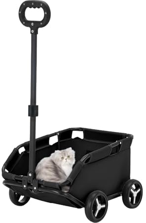 Hundewagen für kleine Hunde – leichter Hundewagen, tragbarer Hundebuggy | Transportwagen faltbar für Haustiere, rollender Hundeträger mit 4 Rädern für Reisen