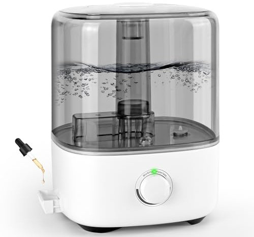 Umidificatore Ambiente Bambini 5L, Vankarr Ultrasuoni Umidificatori Casa 28dB Silenzioso Top-Fill Umidificatore Ambiente Grande per Camera da Letto, Piante, Neonato,Umidità