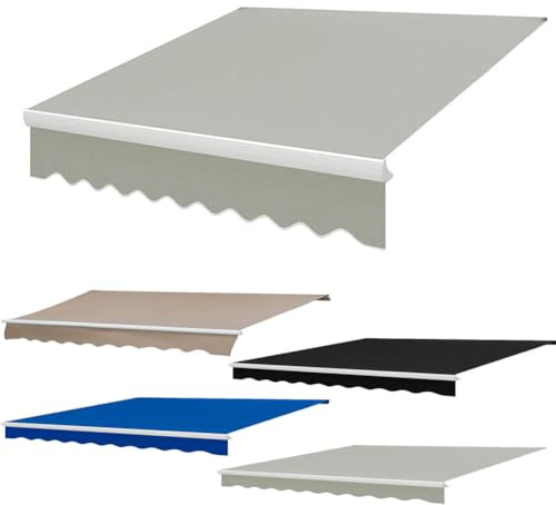 Lona para toldo Exterior, Tela de Repuesto para toldo, Tela Impermeable Ripstop, poliéster 320 g, Estructura no incluida,Gris,(8.2x6.5ft) 2.5x2m