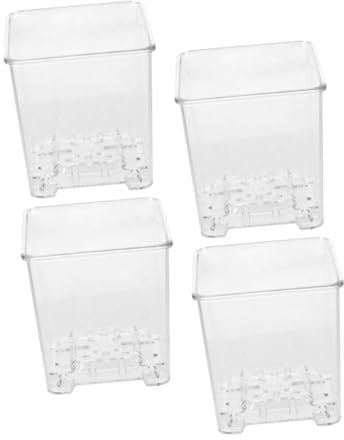 CAXUSD Macetas para Orquídeas Acrílicas Transparentes 4 Piezas