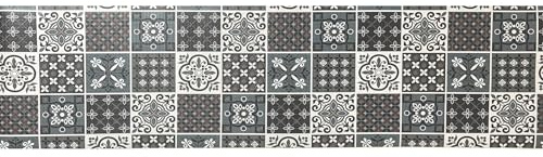 PARAMAISON Tappeto Cucina Antiscivolo Maiolica, Passatoia Lavabile Antimacchia Multiuso| 50x180cm Grigio