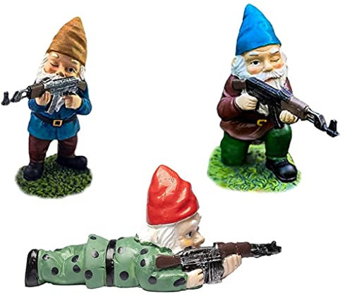 Wedhapy Garden Gnomes,Army Gnomes Outdoor Garden Statues,Desktop Indoor Outdoor Lawn Yard Decorations Halloween Holiday Christmas Thanksgiving Gifts (Red+Yellow+Blue) Garden Gnomes Desktop Indoor