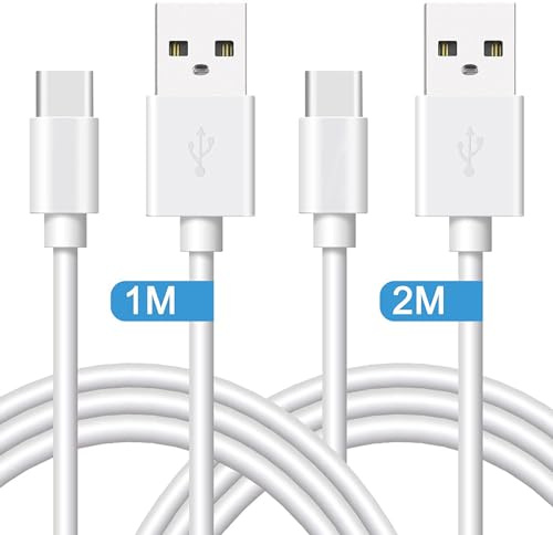 NOVAGO Lot de 2 Câble USB TYPE C vers USB type A 1M et 2M– Charge et Transfert de Données Compatibilité universelle pour Samsung Galaxy A25 5G,A24,A23 5G,A22 5G,A20,A15,A14 4G/5G,A13,A12,A05s,A04s