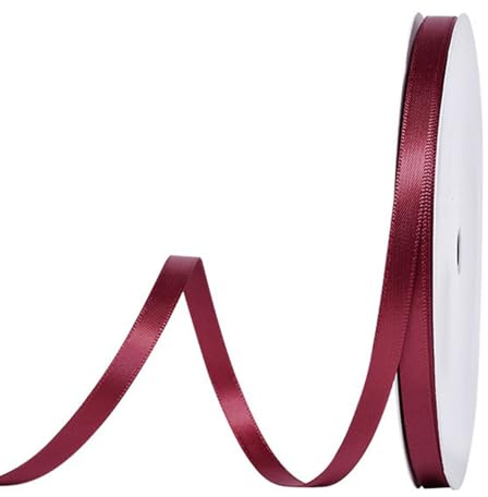 91 m Satinband Weinrot, 6 mm Doppelseitig Schleifenband Geschenkband Dekoband Seidenband Doppelsatinband Satin Ribbon für Hochzeit Geburtstag Party Dekoration, Geschenkverpackung, Basteln