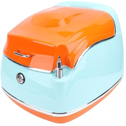 Xiuganpo Universal Motorcycle Top Case, 38L -Motorrad -Tägliches Schwanzkasten mit Schloss und Schlüssel, Retro -Wasserdichtungsmotorräder Bag Speicher, Tailbox -Trägergehäuse für (Blue)