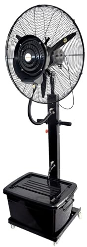 Genérico Elevable Nebulizador Ventilador Industrial, 26in/30in, Oscilación de 90°, 4 Ruedas, Ventiladores de Pedestal Negro, Industrial Grande para Suelo, para Fábrica Gimnasio Y Jardín(26inchs)