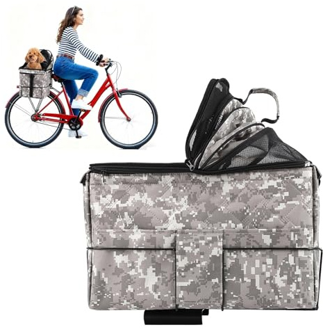 Soporte trasero para asiento de bicicleta para perro, asiento de bicicleta para mascotas resistente con ajuste ajustable, instalación sin herramientas y correa de seguridad segura, elevador de