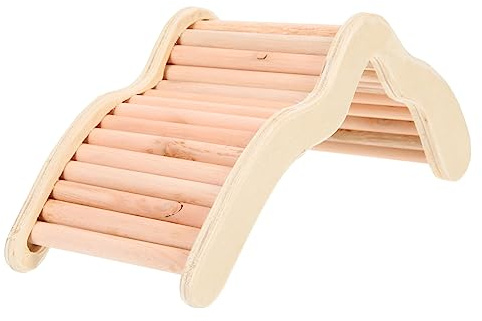 NUOBESTY Scaletta Criceti in Legno Resistente Giocattolo Antistress per Criceti Gerbilli e Piccoli Roditori Ponte Decorativo per Gabbie Pet Accessory per Esercizio e Divertimento