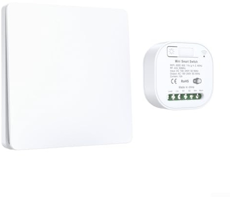 GLFLOW Ensemble d'interrupteurs intelligents sans fil WiFi auto-alimentés sans câblage IP44 étanches compatibles avec l'application Alexa pour Tuya pour intérieur et extérieur Blanc