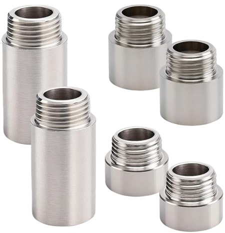 6 Stück Hahnverlängerung 1/2-Zoll Duschkopf Verlängerung Gewindefitting | Edelstahl RohrverläNgerung 20/35/50mm Je Zwei mit Solide Gewindefitting Verlängerung für Wasserhähne, Eckventile Duschköpfe