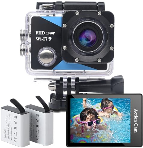 Nvgfelis Camara Acuatica WiFi, Cámara Subacuática Resistente al Agua hasta 30 m, Camara Acuatica Sumergible con 2 baterías Recargables de 1050 mAh y Juego de Accesorios