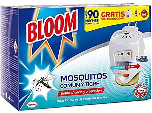 Bloom Doble Eficacia Electrico Líquido para mosquitos común y tigre Aparato + 2 Recambios