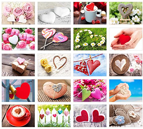 Edition Seidel Set de 20 cartes postales de mariage de qualité supérieure – Jeu de mariage : une carte postale de chaque semaine – Cadeau de mariage – Amour + Cœur – Idée de décoration, St-Valentin