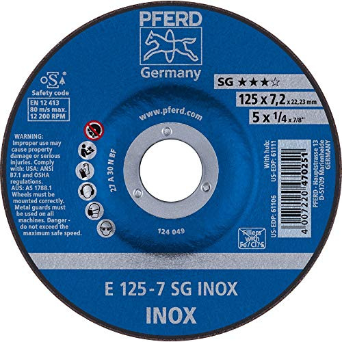 10 discos de desbaste PFERD E 125-7 SG INOX Art. 62212623